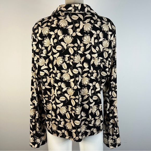 ❤️ Tahari Black and Cream Floral Button Down Shirt XL - Picture 3 of 10